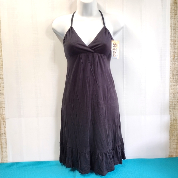 NWT Mudd Women's Halter Racer Back A-line Dress Black XS - Picture 1 of 11